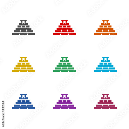 Mayan pyramid  icon isolated on white background. Set icons colorful