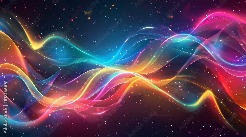 A vibrant dance of cosmic ribbons in neon hues A vibrant dance of cosmic ribbons in neon hues