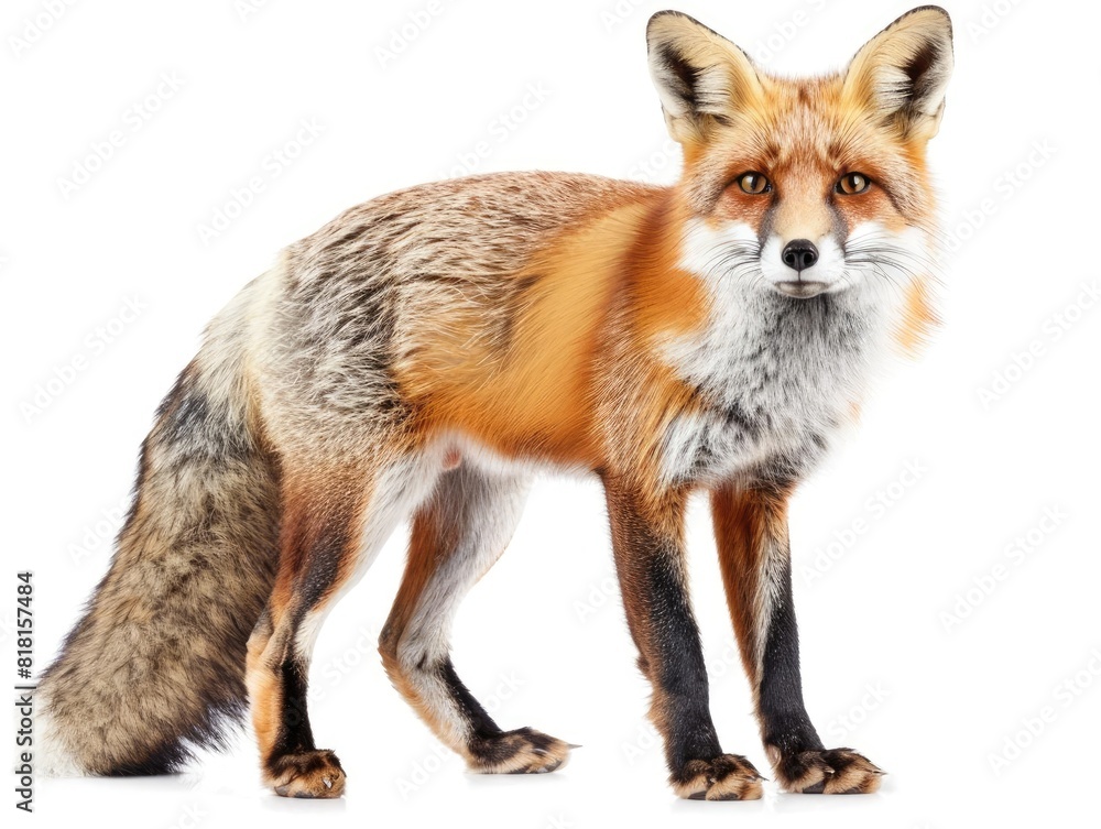 Wild fox animal isolated on white background