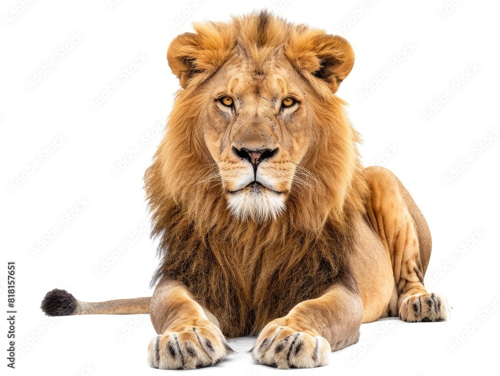 Wild lion animal isolated on white background