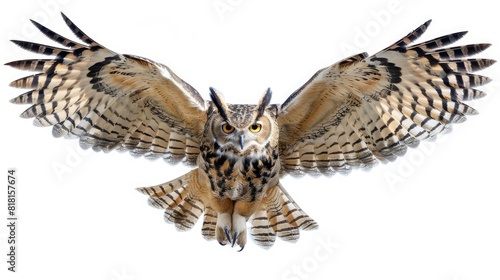 Wild owl animal isolated on white background