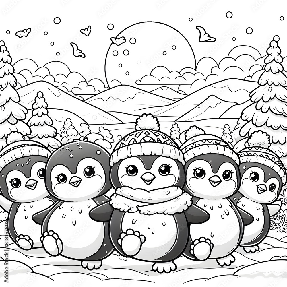 Obraz premium Adorable Animal Coloring Page Fun and Educational Activity for Kids Microstock Illustration