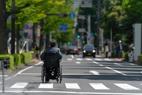 Wallpaper Mural Accessibility in Action: Wheelchair User Crossing Street Torontodigital.ca