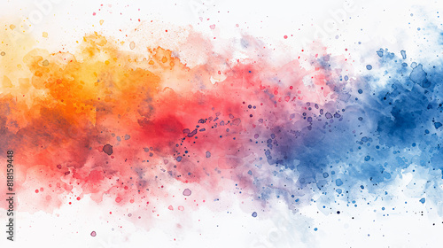 Abstract colorful watercolor splash on white background. Digital art painting.