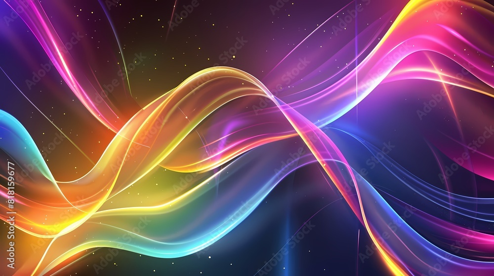 Vibrant waves of color dance across a cosmic backdrop Vibrant waves of color dance across a cosmic backdrop