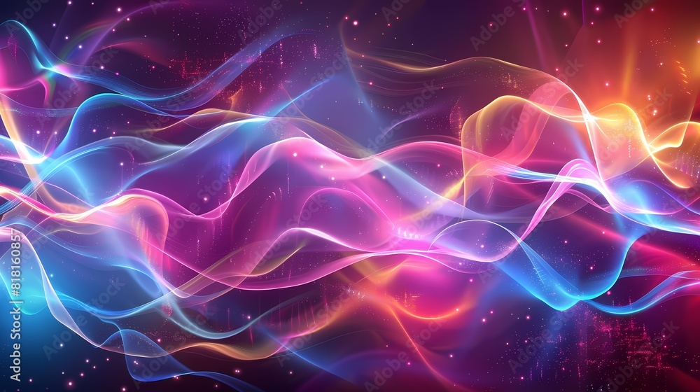 Vivid digital waves dancing in a cosmic light show Vivid digital waves dancing in a cosmic light show