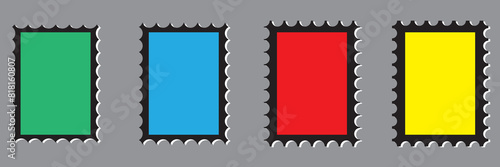 Blank postage stamp. Clean postage stamp template. Postage icon. 