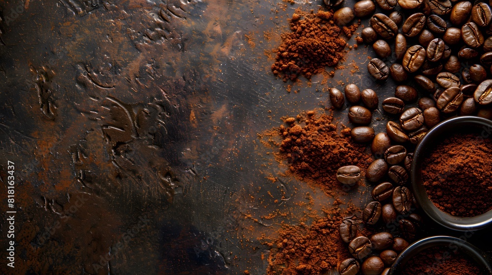 cup of coffee and coffee beans in a sack on dark background cup of coffee and coffee beans in a sack on dark background