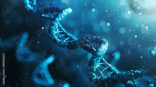 DNA gene background science helix cell genetic medical biotechnology biology bio. Technology gene DNA abstract molecule medicine blue 3D background research digital futuristic human concept health © Otseira