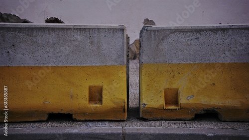 Jersey-type cement protective barriers as a background