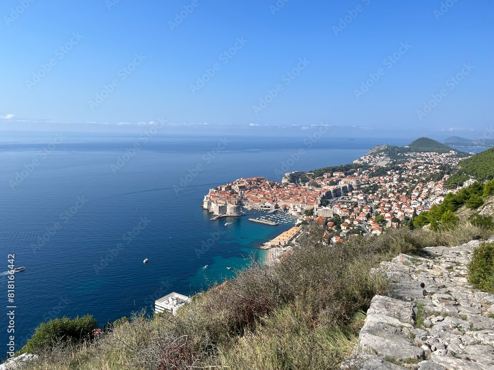Aerial View of Dubrovnik, Croatia with Clear Blue Sea Aerial View of Dubrovnik, Croatia with Clear Blue Sea
