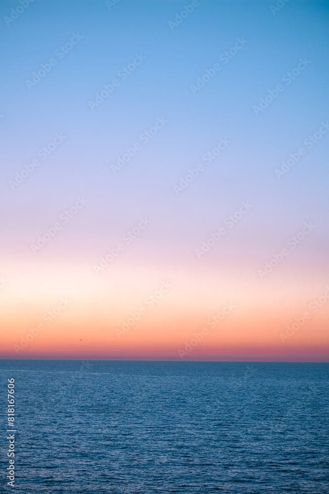 Fototapeta premium Sunrise from Ferry from Barcelona to Ibiza in summer 2024