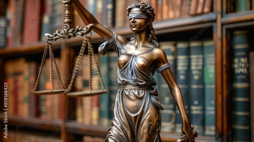 Legal Idea: Themis, the Goddess of Justice and law, stands against a blurred backdrop
Legal Idea: Themis, the Goddess of Justice and law, stands against a blurred backdrop