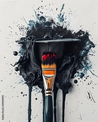 InkDrenched Paintbrush Forming a Graduation Cap Unleashing Creative Potential photo