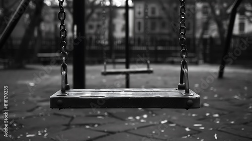 The rhythmic creak of the swing echoed through the empty playground photo