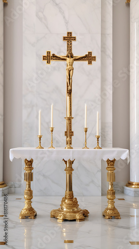 golden cross in church