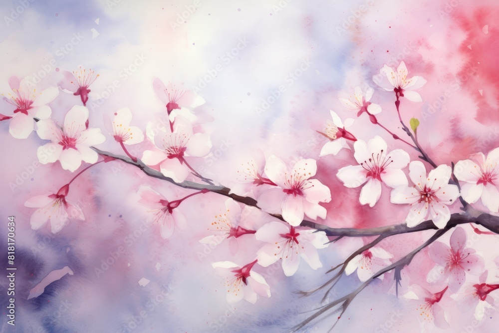A painting of a cherry blossom tree. Generative AI