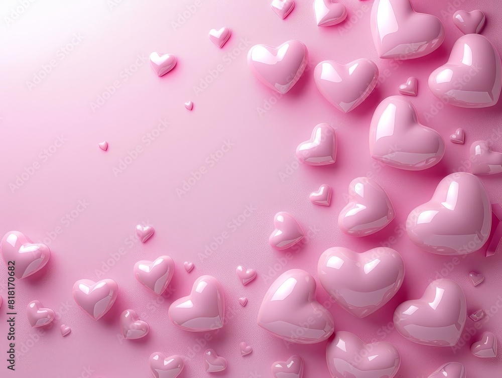 A pink background with many hearts of different sizes A pink background with many hearts of different sizes