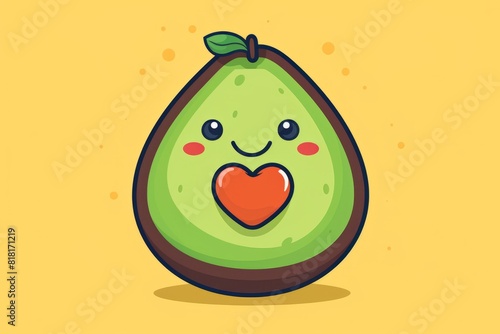 Cute avocado vector graphic icon. Generative AI