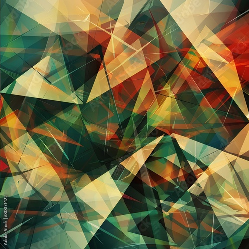 Abstract wallpaper design with triangles  light silhouettes, AI generation