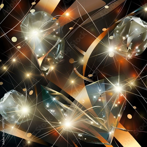 Abstract wallpaper design with sparkly diamonds, color illustration. AI generation