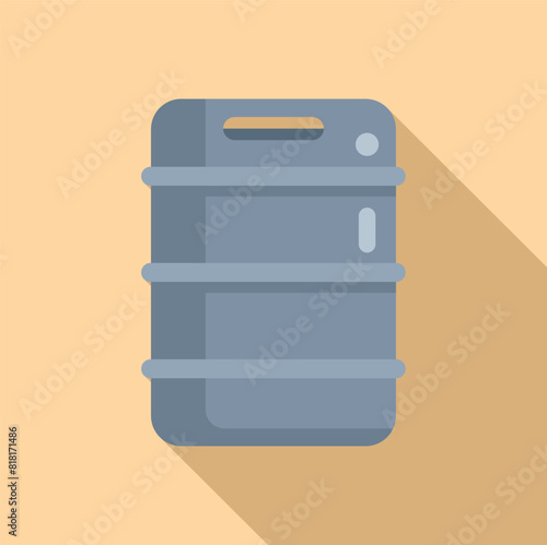 Vector illustration of a flat design icon featuring a blue beer keg with shadows
