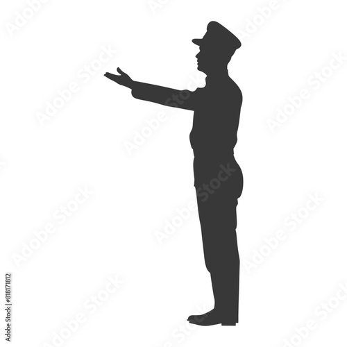 silhouette bellboy hotel in action full body black color only