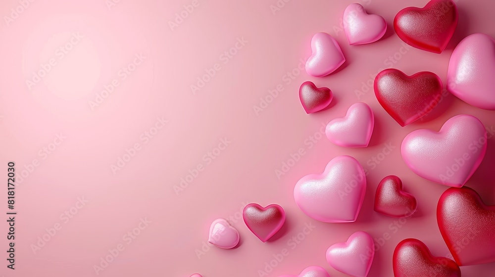 A pink background with many hearts of different sizes A pink background with many hearts of different sizes