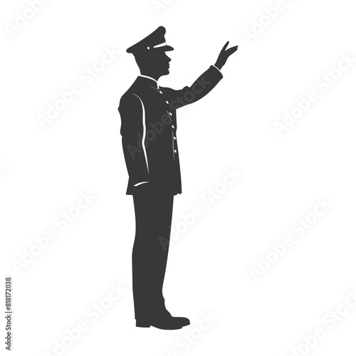 silhouette bellboy hotel in action full body black color only