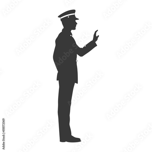 silhouette bellboy hotel in action full body black color only