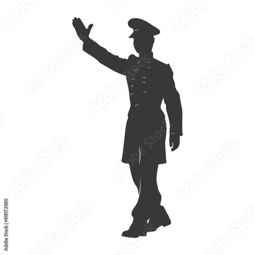 silhouette bellboy hotel in action full body black color only