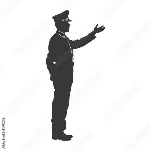 silhouette bellboy hotel in action full body black color only