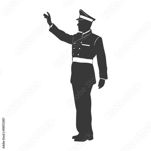 silhouette bellboy hotel in action full body black color only