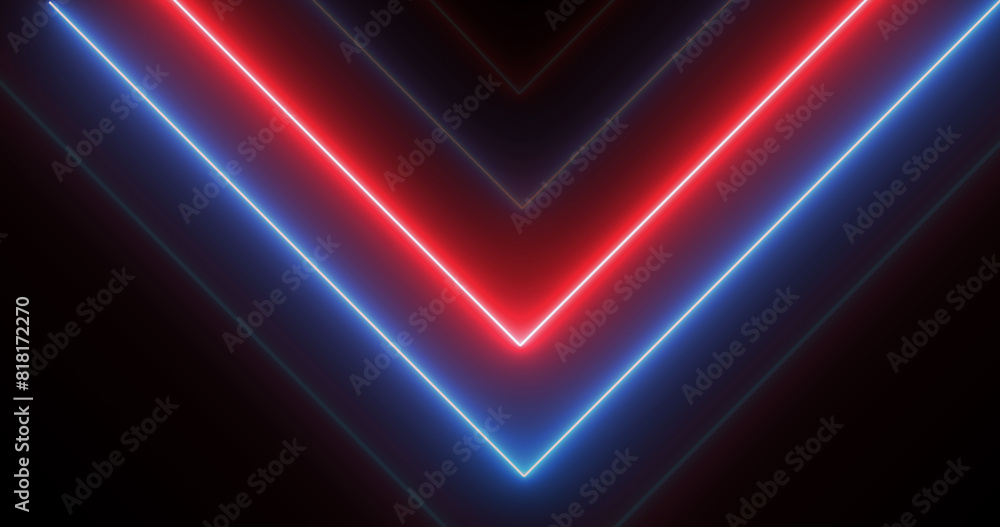 Neon arrows moving downwards illuminated neon light glowy background. Physics symmetry engineering technology cyber stage forward moving navigation arrows motion loop. Perspective matrix laser 3d. Neon arrows moving downwards illuminated neon light glowy background. Physics symmetry engineering technology cyber stage forward moving navigation arrows motion loop. Perspective matrix laser 3d.