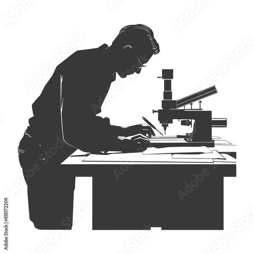 silhouette bookbinding in action full body black color only