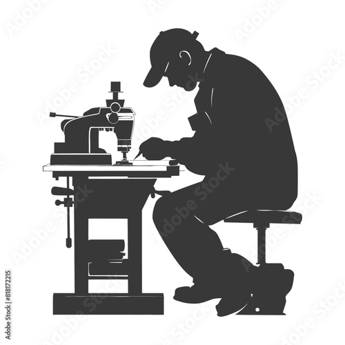 silhouette bookbinding in action full body black color only