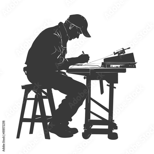 silhouette bookbinding in action full body black color only