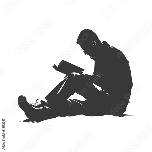 silhouette bookbinding in action full body black color only