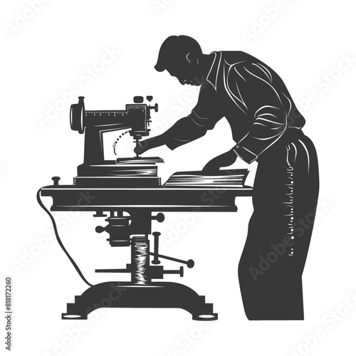 silhouette bookbinding in action full body black color only