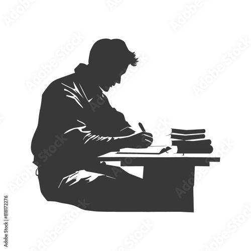 silhouette bookbinding in action full body black color only