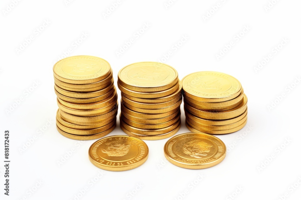 Golden coins isolated on white background. Generative AI Golden coins isolated on white background. Generative AI