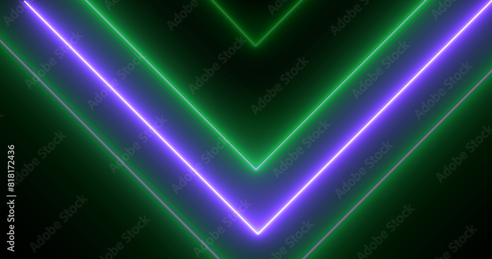 Neon arrows moving downwards illuminated neon light glowy background. Physics symmetry engineering technology cyber stage forward moving navigation arrows motion loop. Perspective matrix laser 3d. Neon arrows moving downwards illuminated neon light glowy background. Physics symmetry engineering technology cyber stage forward moving navigation arrows motion loop. Perspective matrix laser 3d.