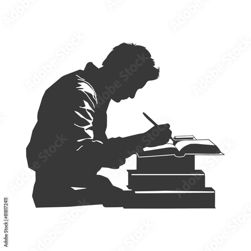 silhouette bookbinding in action full body black color only