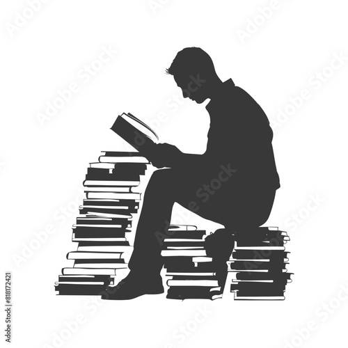 silhouette bookbinding in action full body black color only