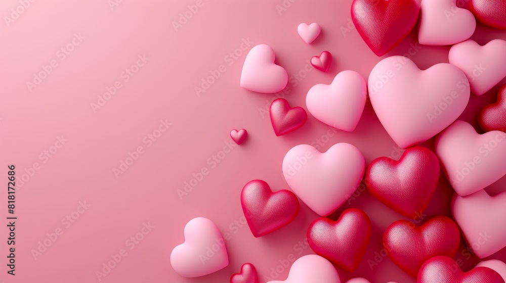 A pink background with many hearts of different sizes A pink background with many hearts of different sizes