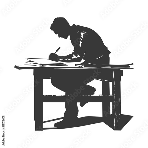 silhouette bookbinding in action full body black color only