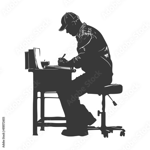 silhouette bookbinding in action full body black color only