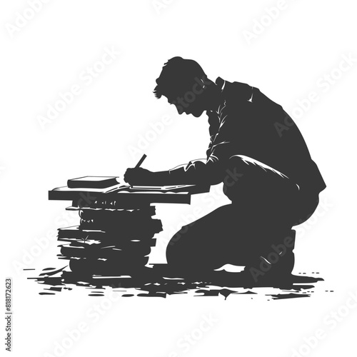 silhouette bookbinding in action full body black color only