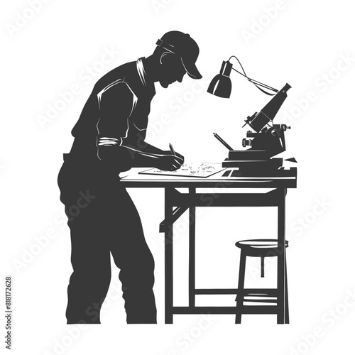 silhouette bookbinding in action full body black color only