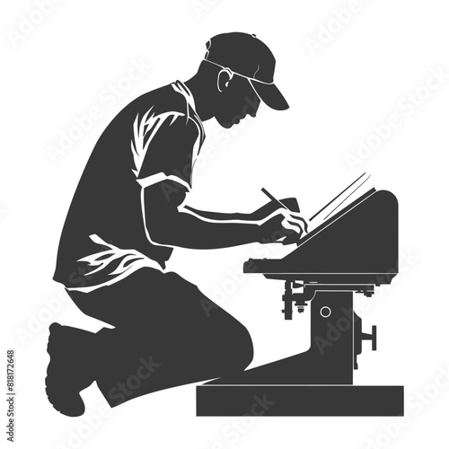 silhouette bookbinding in action full body black color only